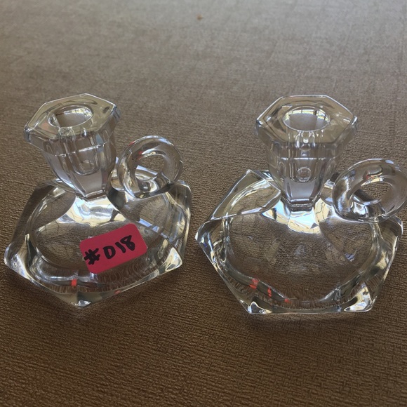 Antique Heisey Jack-Be-Nimble Pair Clear Glass Toy Candlesticks #31 Patrician - Picture 3 of 5